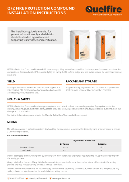 Installation Instructions - QF2 Fire Protection Compound