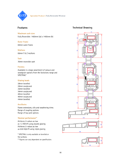 VEKA Matrix Fully Reversible Window Specification