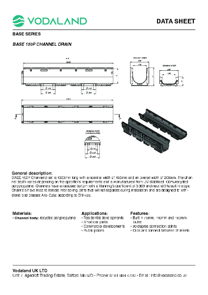 BASE 150P channel drain data sheet