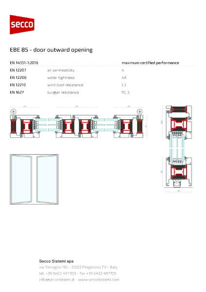 Secco Sistemi - EBE 85 - door outward opening