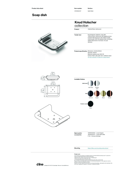 Soap dish (data sheet)