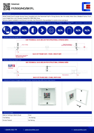 Datasheet - FlipFix Metal Door - Beaded Frame - Non Fire Rated