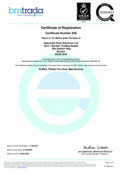 BM Trada Certificate of Registration