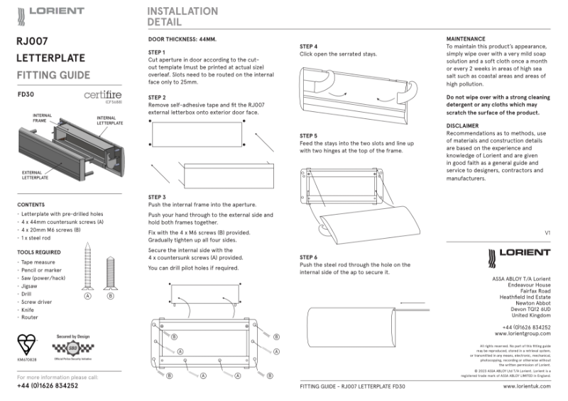 RJ007 FD30 fitting instruction