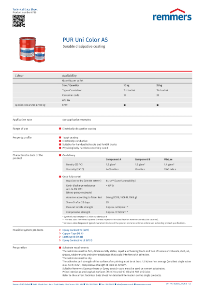 Technical Data Sheet - PUR Uni Color AS