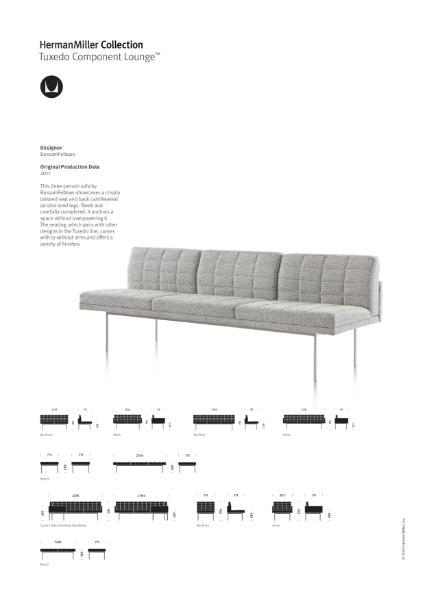 Tuxedo Lounge Seating - Product Sheet