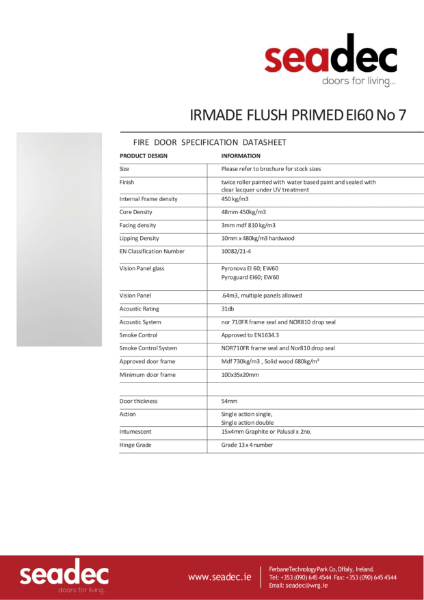 Seadec Primed Flush doors EI60