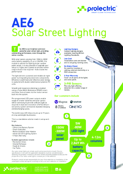 AE6 Solar Street Lighting