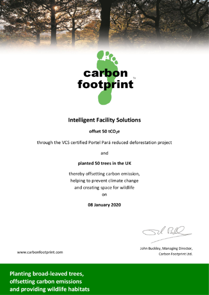 Certificate - Offset January 2020 - Intelligent Facility Solutions