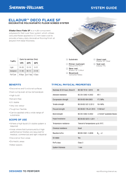 Resin flooring Elladur Deco Flake SF system