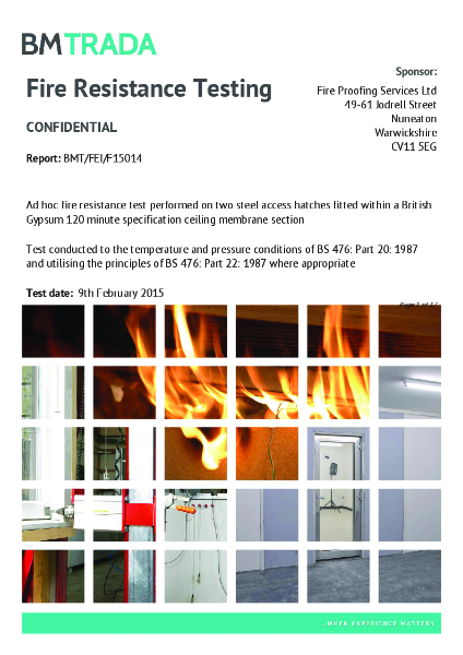 Fire Resistance Testing to BS 476 - MB Trada