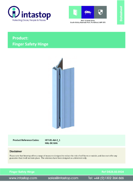 Data Sheet - Finger Safety Hinge