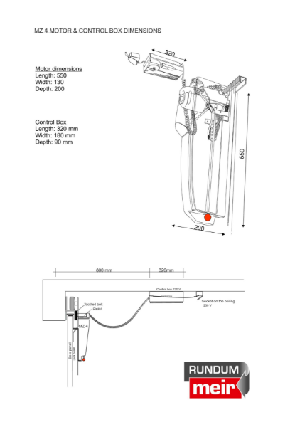 Rundum Meir MZ 4 motor & control box dimensions