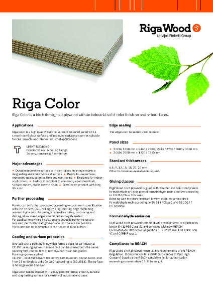 Riga Colour - Datasheet - Riga Wood