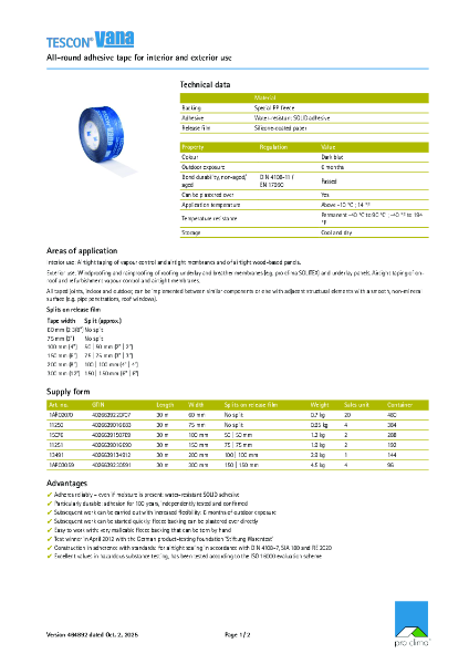 Tescon Vana Technical Datasheet