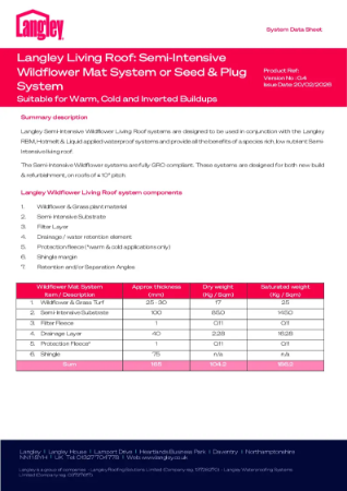 Semi-Intensive Wildflower Mat System or Seed & Plug System Data Sheet