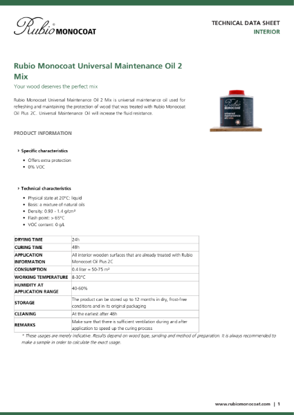 Universal Maintenance 2 Mix - Technical Data Sheet