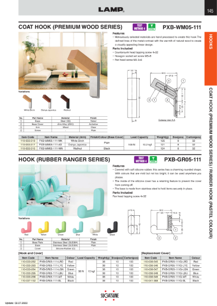 Product Catalogue PXB-GR05-111 and PXB-WM05-111