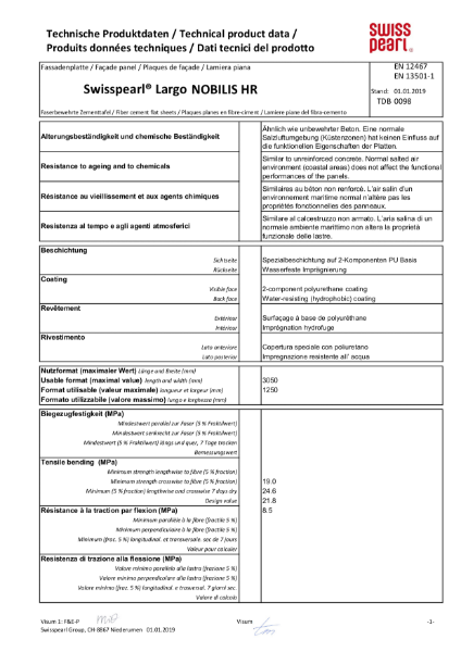 Swisspearl Nobilis HR Data Sheet