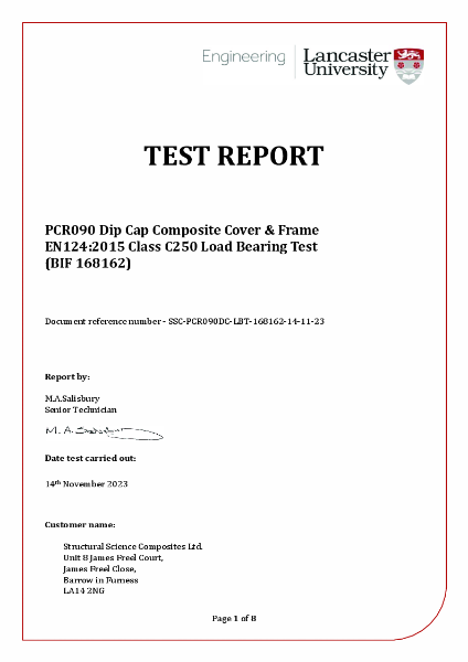 Thrubeam CR90
EN124:2015 Class C250 Load Bearing Test