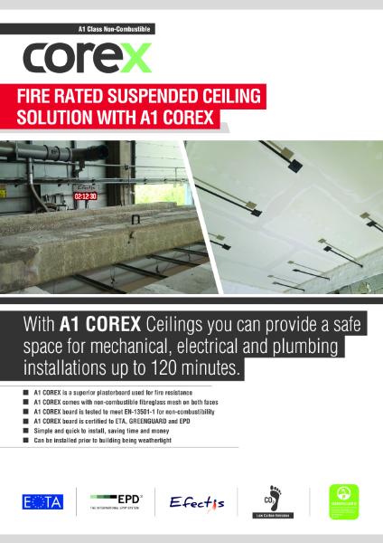 Kemwell Corex A1 Board Fire Rated Ceilings Information Sheet