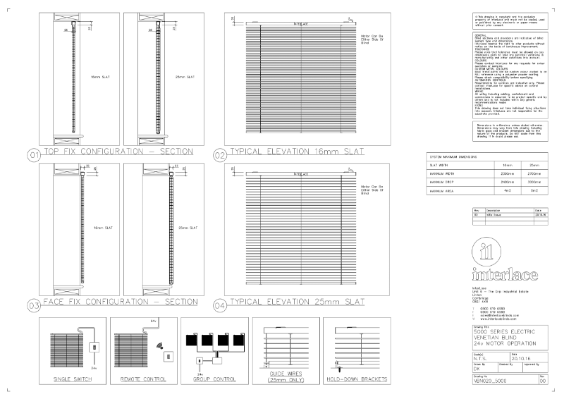 5000 Series Venetian Blind - Drawing Motorised 16mm 25mm