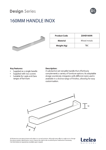 Zara Handle 160 mm - Inox