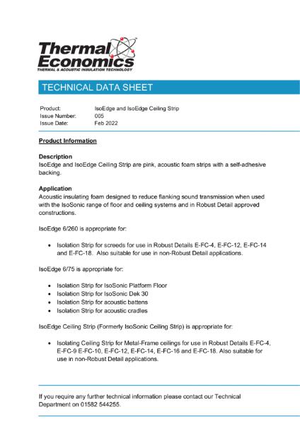 IsoEdge and IsoEdge Ceiling Strip Technical Data Sheet