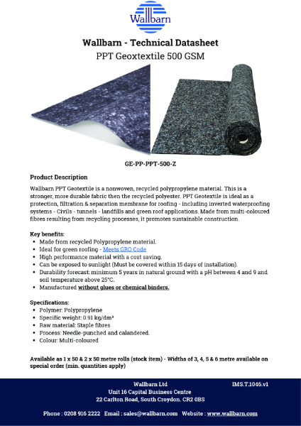 Datasheet - Geotextile PPT 500GSM