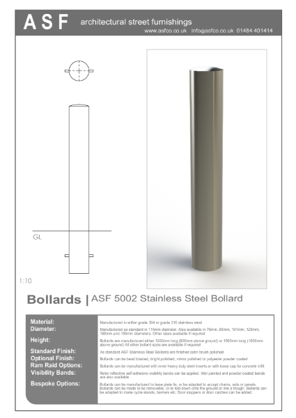 ASF 5002 Stainless Steel Bollard