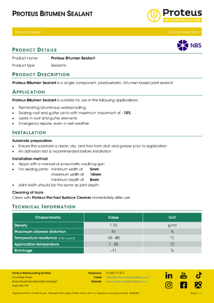 Product Data Sheet - Proteus Bitumen Sealant