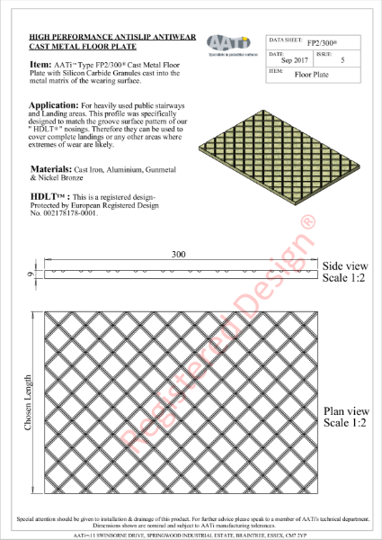 Floor / Landing Plate, type FP2/300® Cast metal antislip