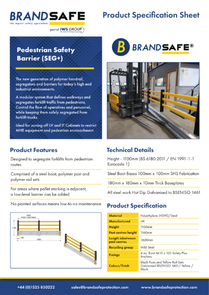 Pedestrian Safety Barrier (SEG+) - Brandsafe Spec Sheet