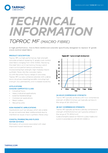 TOPROC MF macro fibre reinforced concrete - technical datasheet