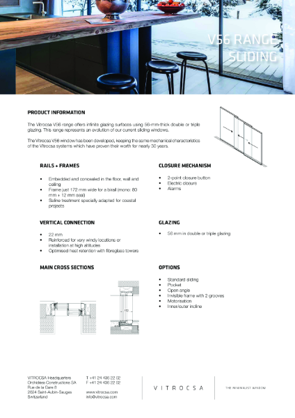 Vitrocsa V56 RANGE Sliding Window System Data Sheet