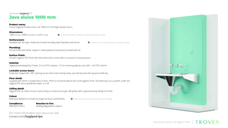 Hygipod Java Sluice Full Height – Product Data Sheet