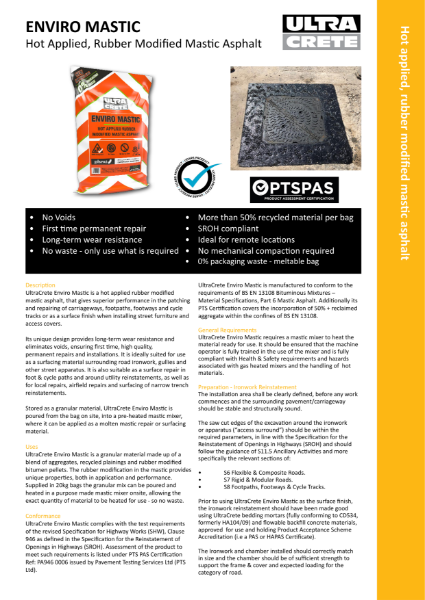 Enviro Mastic Technical Datasheet