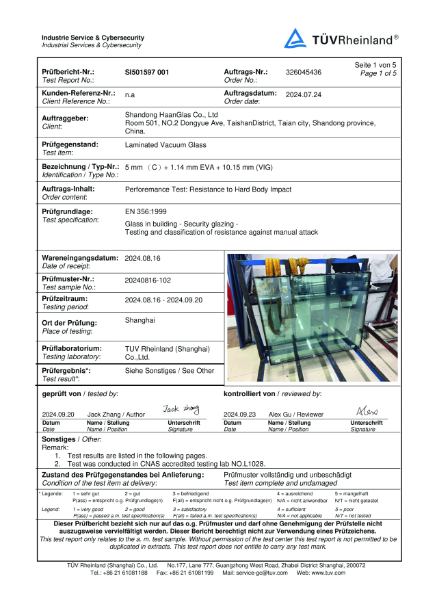 EN 356:1999. Glass in building - Security glazing - Testing and classification of resistance against manual attack. 10.15 + 5 laminated