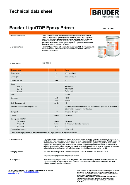 Bauder LiquiTOP Epoxy Primer - Technical Data Sheet