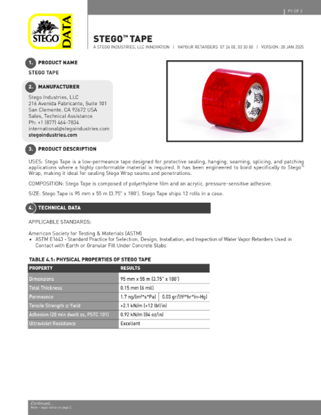 Stego Tape Data Sheet