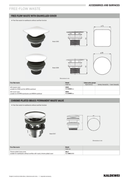 Free-Flow_Basin Waste_Technical Data Sheet