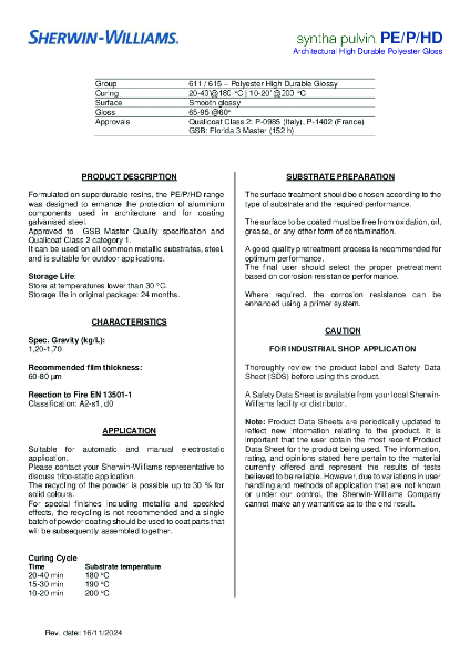 SP Gloss Class 2 GSB Florida 3 - Data Sheet