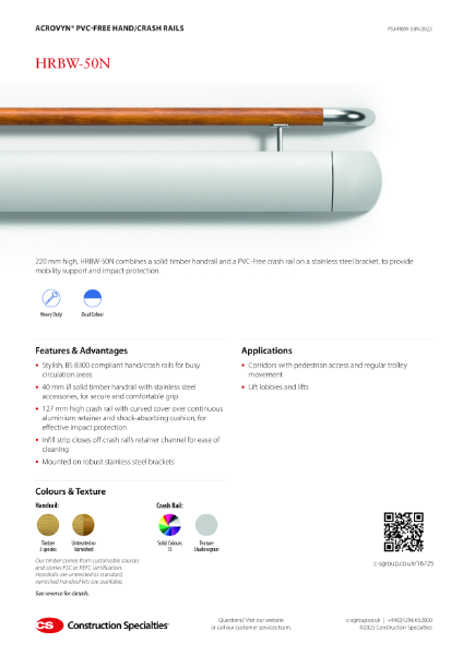 CS Acrovyn HRBW-50N Hand/Crash Rails_Product Sheet (09.23)
