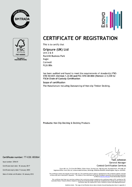 FSC®: Certificate No TT-COC-003864