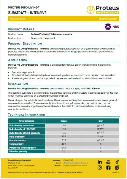 Product Data Sheet - Pro-Living® Substrate - Intensive