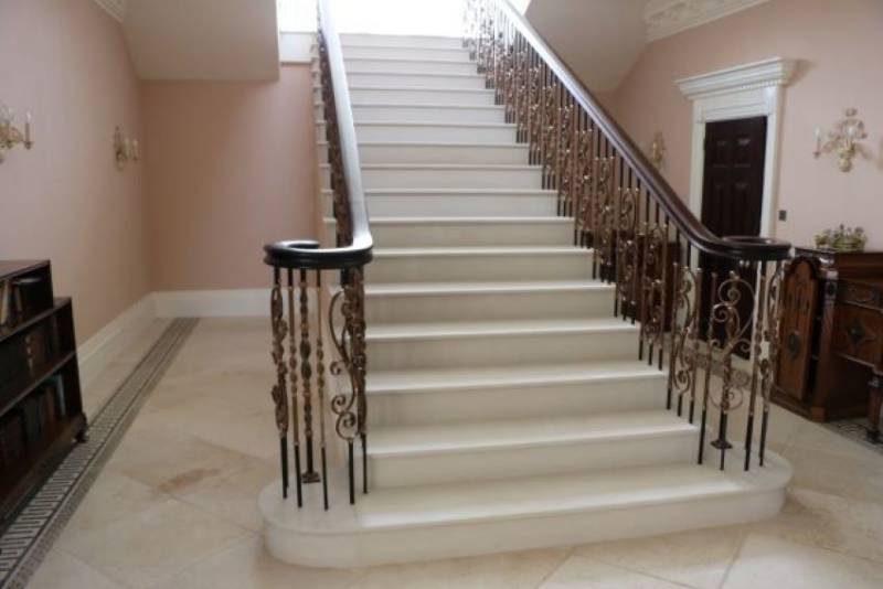 White Mint Honed Sandstone Staircase Project