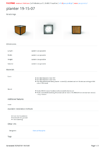 All Urban - Planters - 19-15-07 - Data Sheet