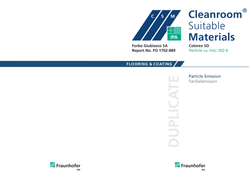 Forbo Colorex SD Fraunhofer Particle Emission Certificate