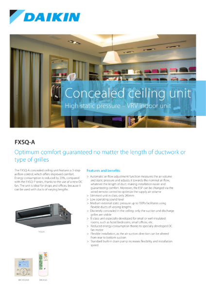 FXSQ-A (R410a duct) Data Sheet