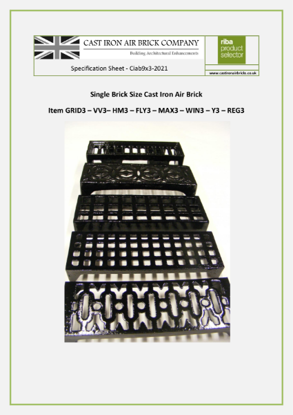 Cast Iron Air Bricks Single Brick Sized (nom 9x3 inch)